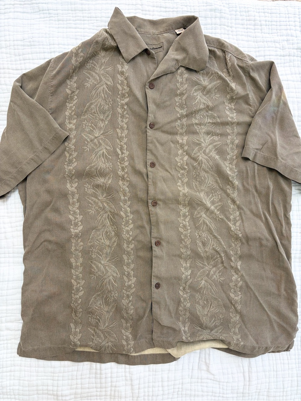 Tommy Bahama 100% Silk Tropical Jacquard Camp Shirt Men’s 2XT Tall